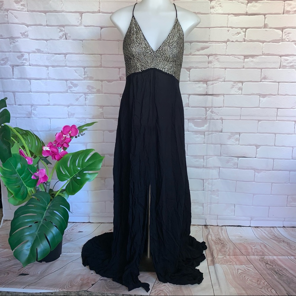 Cleobella Black and Silver Maxi Dress